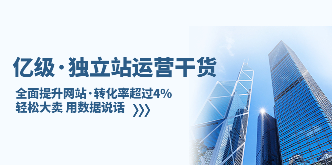 亿级·独立站运营干货：全面提升网站·转化率超过4%，轻松大卖 用数据说话-无双资源网