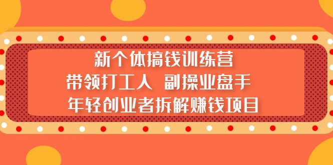 新个体搞钱训练营：带领打工人 副操业盘手 年轻创业者拆解赚钱项目-无双资源网