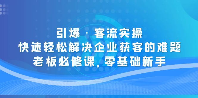 引爆·客流实操：快速轻松解决企业获客的难题，老板必修课，零基础新手-无双资源网