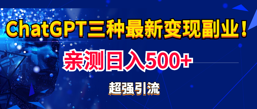 实操日入500+的CGPT三种变现副业：有手就行的暴力引流【教程+源码】-无双资源网