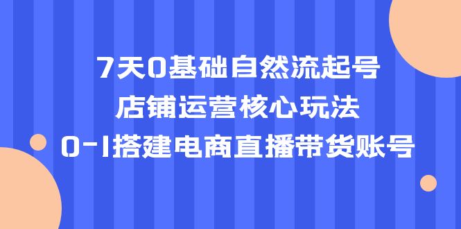 7天0基础自然流起号，店铺运营核心玩法，0-1搭建电商直播带货账号-无双资源网