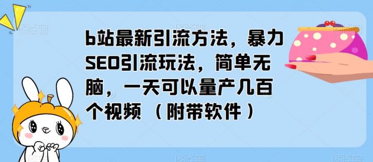 b站最新引流方法，暴力SEO引流玩法，简单无脑，一天可以量产几百个视频（附带软件）-无双资源网