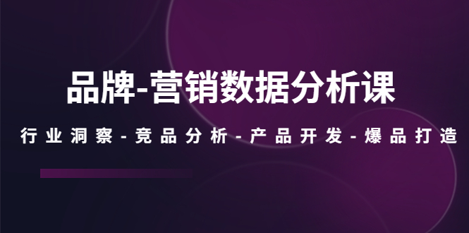 品牌-营销数据分析课，行业洞察-竞品分析-产品开发-爆品打造-无双资源网