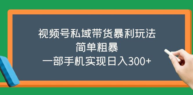 视频号私域带货暴利玩法，简单粗暴，一部手机实现日入300+-无双资源网