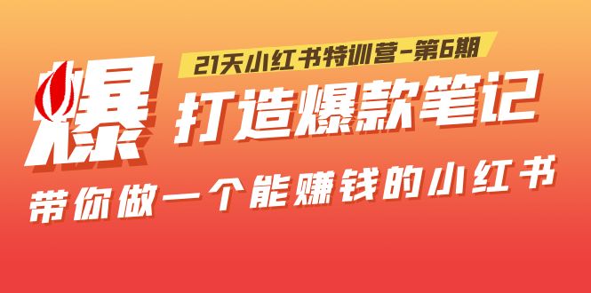 21天小红书特训营-第6期，打造爆款笔记，带你做一个能赚钱的小红书！-无双资源网