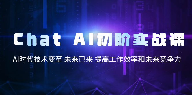 Chat AI初阶实战课，AI时代技术变革 未来已来 提高工作效率和未来竞争力-无双资源网