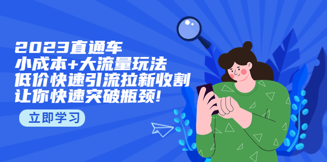 2023直通小成本+大流量玩法，低价快速引流拉新收割，让你快速突破瓶颈!-无双资源网