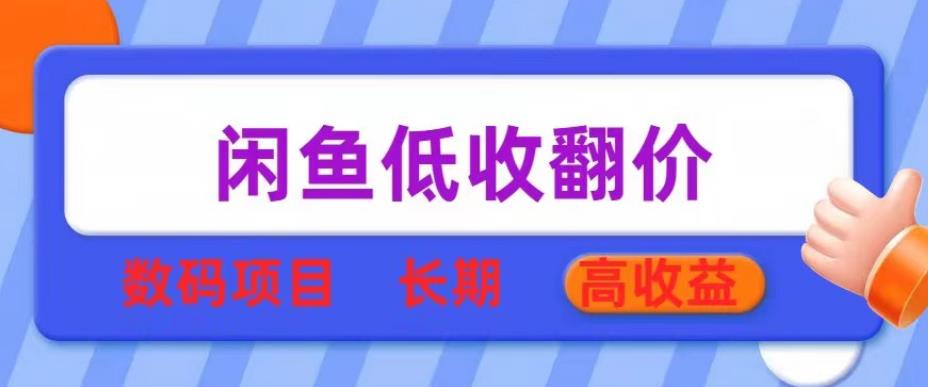 闲鱼低收翻价数码暴利项目，长期高收益【揭秘】-无双资源网