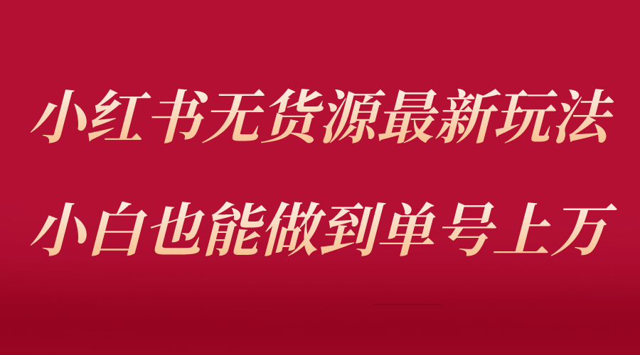 小红书无货源最新螺旋起号玩法，电商小白也能做到单号上万（收费3980）-无双资源网