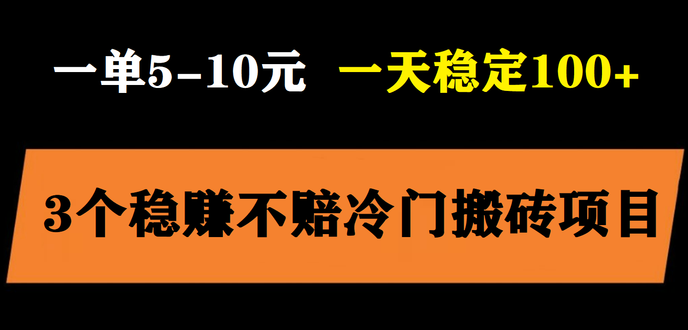 3个最新稳定的冷门搬砖项目，小白无脑照抄当日变现日入过百-无双资源网