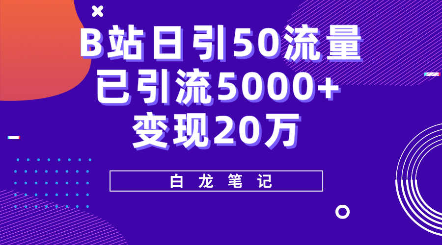 B站日引50+流量，实战已引流5000+变现20万，超级实操课程。-无双资源网