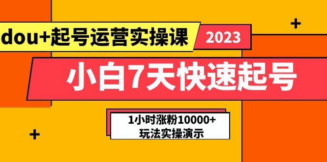 小白7天快速起号：dou+起号运营实操课，实战1小时涨粉10000+玩法演示-无双资源网