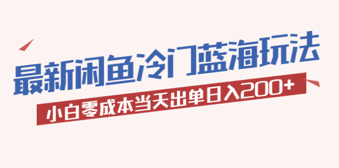 2023最新闲鱼冷门蓝海玩法，小白零成本当天出单日入200+-无双资源网