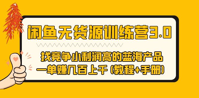 闲鱼无货源训练营3.0 找竞争小利润高的蓝海产品 一单赚几百上千(教程+手册)-无双资源网