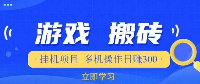 游戏挂机挂机项目，多机操作，日赚300【揭秘】-无双资源网