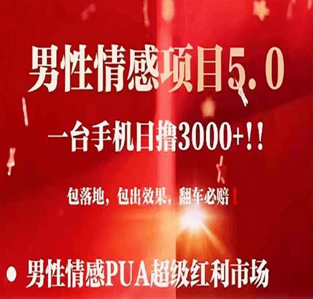 男性情感变现暴力项目，一台手机单号最高日收益3000+，当天变现-无双资源网