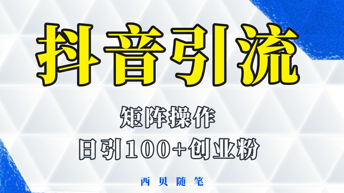 抖音引流术，矩阵操作，一天能引100多创业粉-无双资源网