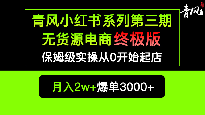 小红书无货源电商爆单终极版【视频教程+实战手册】保姆级实操从0起店爆单-无双资源网