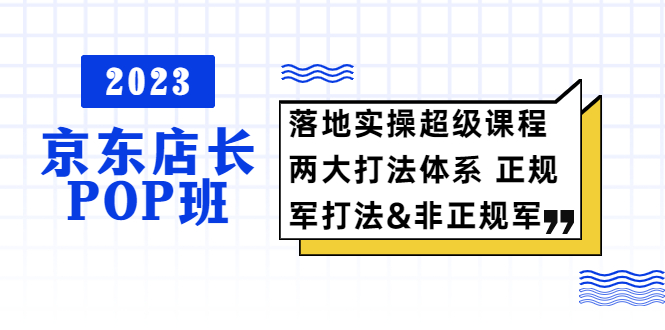 2023京东店长·POP班 落地实操超级课程 两大打法体系 正规军&非正规军-无双资源网