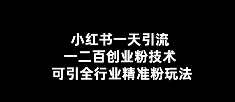 【引流必备】小红书一天引流一二百创业粉技术，可引全行业精准粉玩法-无双资源网