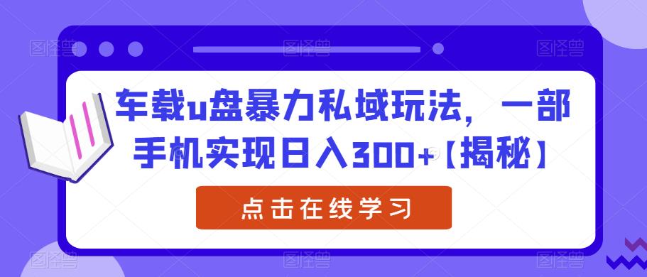 【百度网盘】车载u盘暴力私域玩法，一部手机实现日入300+【揭秘】-无双资源网