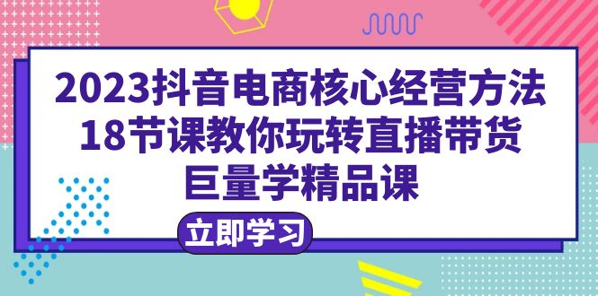 【百度网盘】2023抖音电商核心经营方法：18节课教你玩转直播带货，巨量学精品课-无双资源网