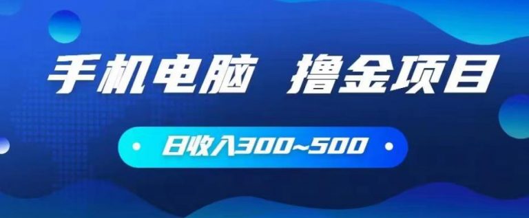 手机和电脑都可以撸金的项目，日收入300~500【揭秘】-无双资源网