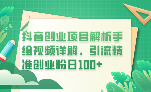 抖音创业项目解析手绘视频详解，引流精准创业粉日100+-无双资源网