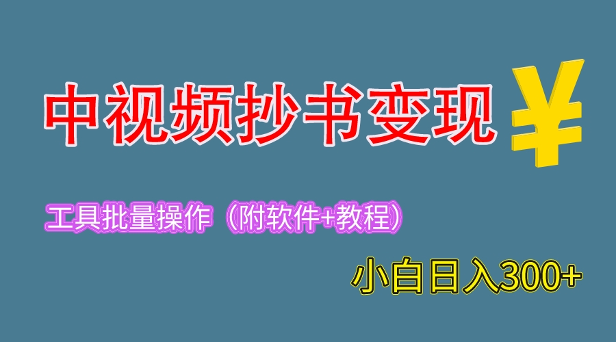 2023中视频抄书变现（附工具+教程），一天300+，特别适合新手操作的副业-无双资源网