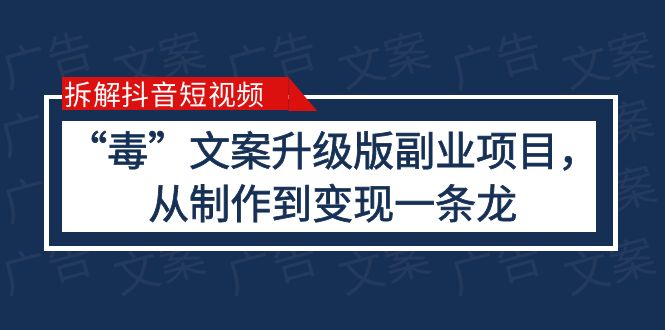 拆解抖音短视频：“毒”文案升级版副业项目，从制作到变现（教程+素材）-无双资源网