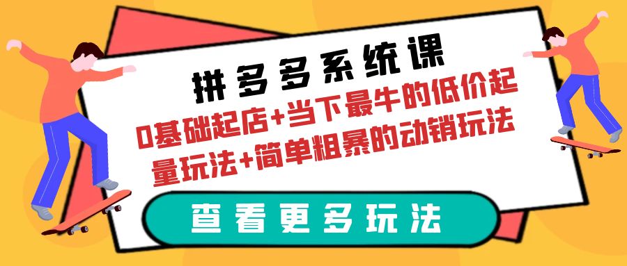 拼多多系统课：0基础起店+当下最牛的低价起量玩法+简单粗暴的动销玩法-无双资源网