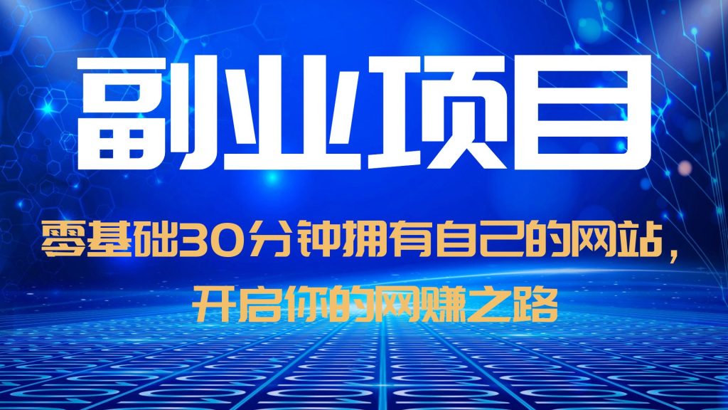 零基础30分钟拥有自己的网站，日赚1000+，开启你的网赚之路（教程+源码）-无双资源网