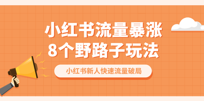 【百度网盘】小红书流量-暴涨8个野路子玩法：小红书新人快速流量破局（8节课）-无双资源网