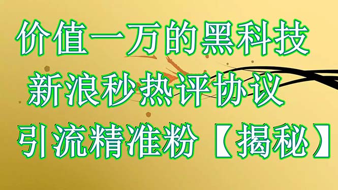 【百度网盘】价值一万的黑科技 新浪秒热评协议 引流精准粉【揭秘】-无双资源网