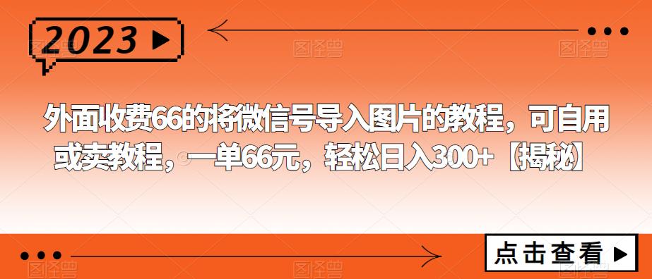 【百度网盘】外面收费66的将微信号导入图片的教程，可自用或卖教程，一单66元，轻松日入300+【揭秘】-无双资源网