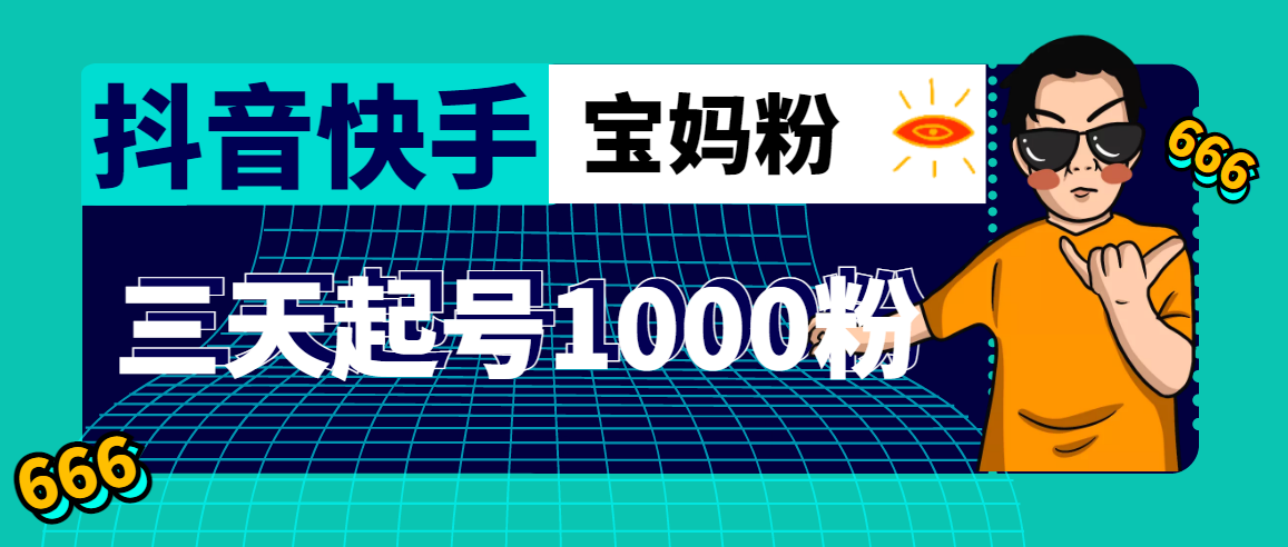 抖音快手三天起号涨粉1000宝妈粉丝的核心方法【详细玩法教程】-无双资源网