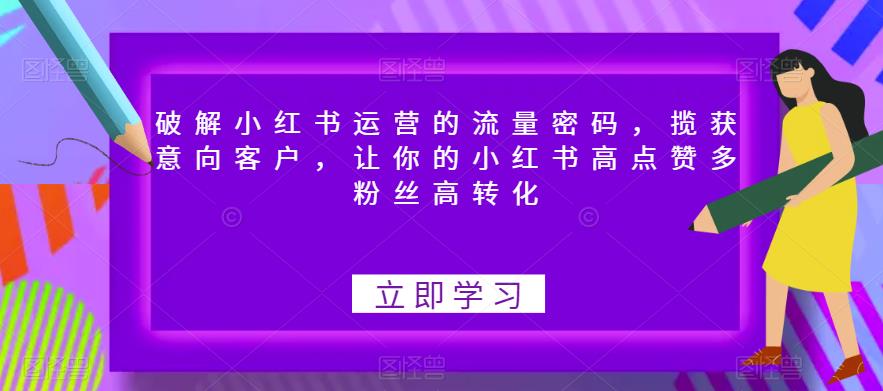 【百度网盘】破解小红书运营的流量密码，揽获意向客户，让你的小红书高点赞多粉丝高转化-无双资源网