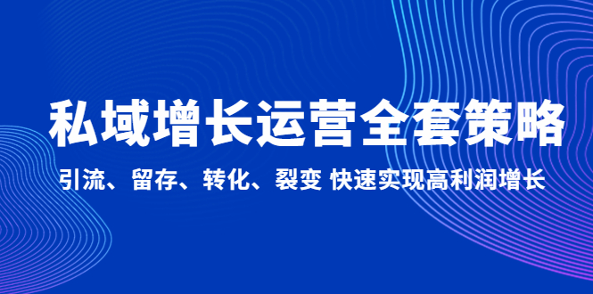 私域增长运营全套策略：引流、留存、转化、裂变 快速实现高利润增长-无双资源网