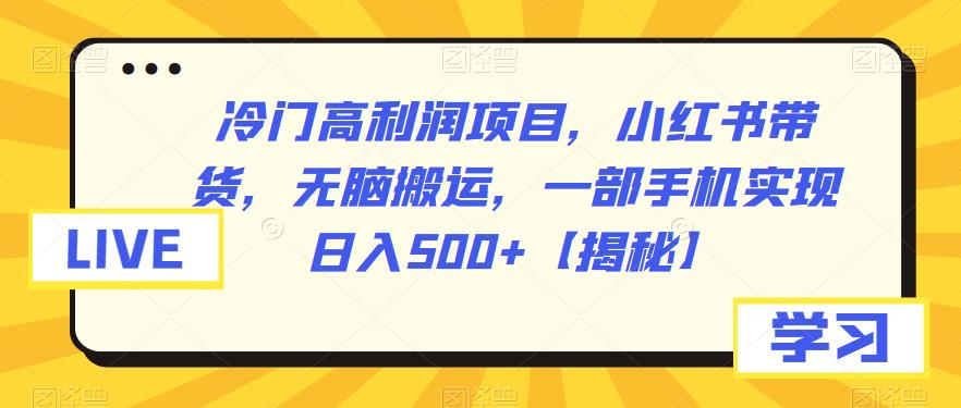 【百度网盘】冷门高利润项目，小红书带货，无脑搬运，一部手机实现日入500+【揭秘】-无双资源网