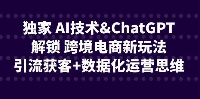 【百度网盘】独家 AI技术&ChatGPT解锁 跨境电商新玩法，引流获客+数据化运营思维-无双资源网