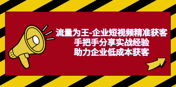 【百度网盘】流量为王-企业 短视频精准获客，手把手分享实战经验，助力企业低成本获客-无双资源网