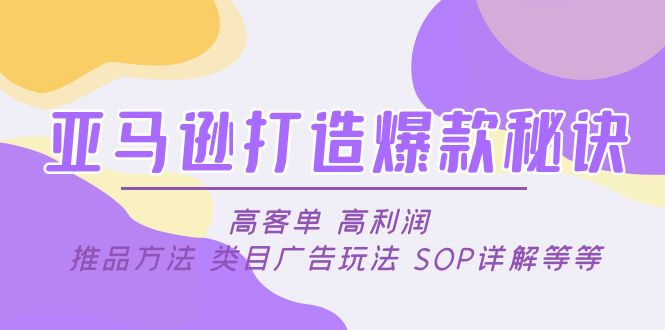 亚马逊打造爆款秘诀：高客单 高利润 推品方法 类目广告玩法 SOP详解等等-无双资源网