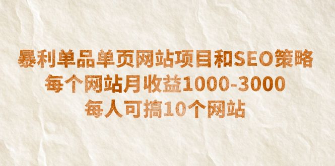 【百度网盘】暴利单品单页网站项目和SEO策略 每个网站月收益1000-3000 每人可搞10个-无双资源网