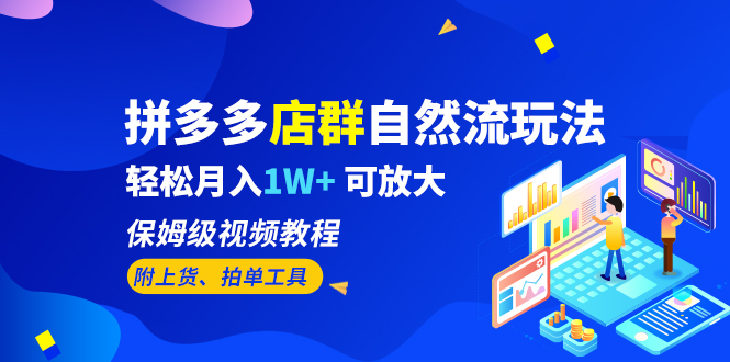 【百度网盘】拼多多店群自然流玩法，轻松月入1W+ 保姆级视频教程（附上货、拍单工具）-无双资源网