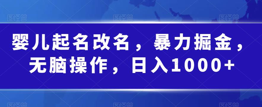 【百度网盘】婴儿起名改名，暴力掘金，无脑操作，日入1000+【揭秘】-无双资源网