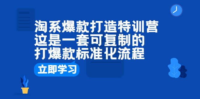 【百度网盘】淘系爆款打造特训营：这是一套可复制的打爆款标准化流程-无双资源网