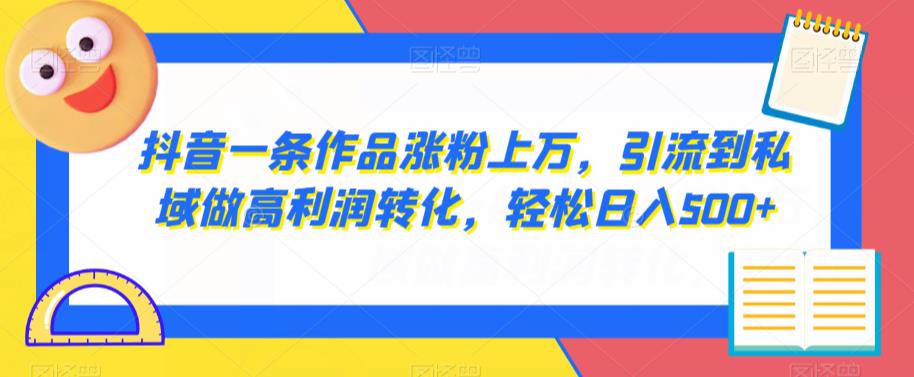 【百度网盘】抖音一条作品涨粉上万，引流到私域做高利润转化，轻松日入500+-无双资源网