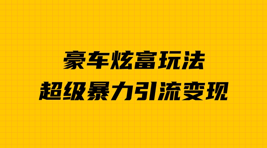 【百度网盘】豪车炫富独家玩法，暴力引流多重变现，手把手教学-无双资源网