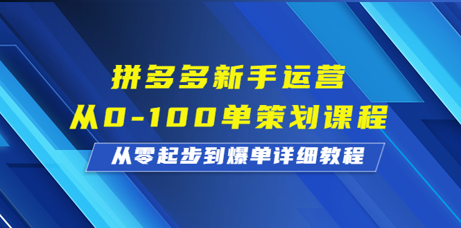 【百度网盘】拼多多新手运营从0-100单策划课程，从零起步到爆单详细教程-无双资源网