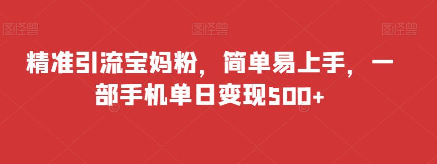 【百度网盘】精准引流宝妈粉，简单易上手，一部手机单日变现500+-无双资源网